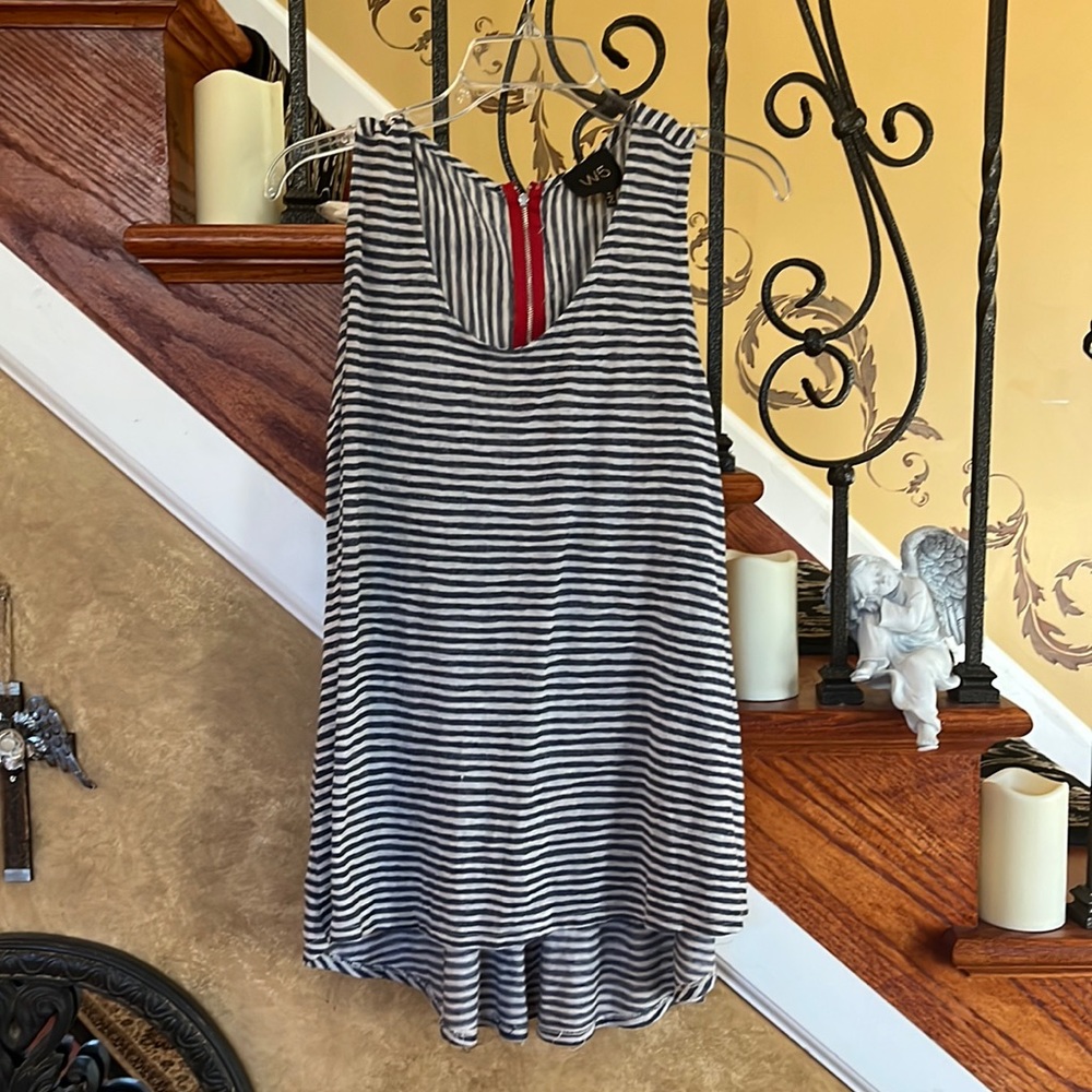 W5 By Anthropologie Striped Longer In The Front Boho Style Tank Top Size…